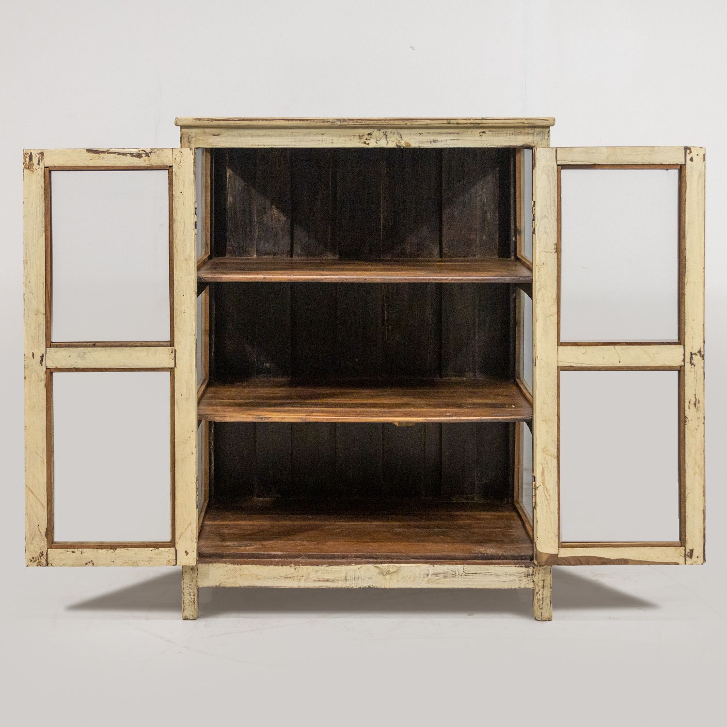 Wooden Pinjara Cabinet With Glass Doors & Side Panels S 17 photo for sale
