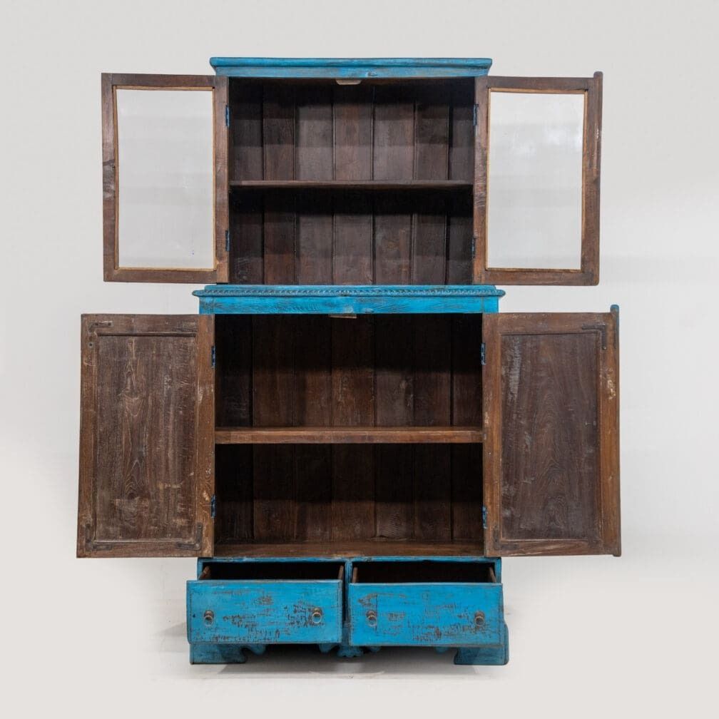 Large Turquoise Part Glass Almirah S 15 photo for sale