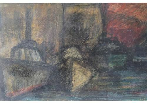 The Artistic Circle Of Sant Lluc' Expressive Harbour Scene Lithograph photo for sale