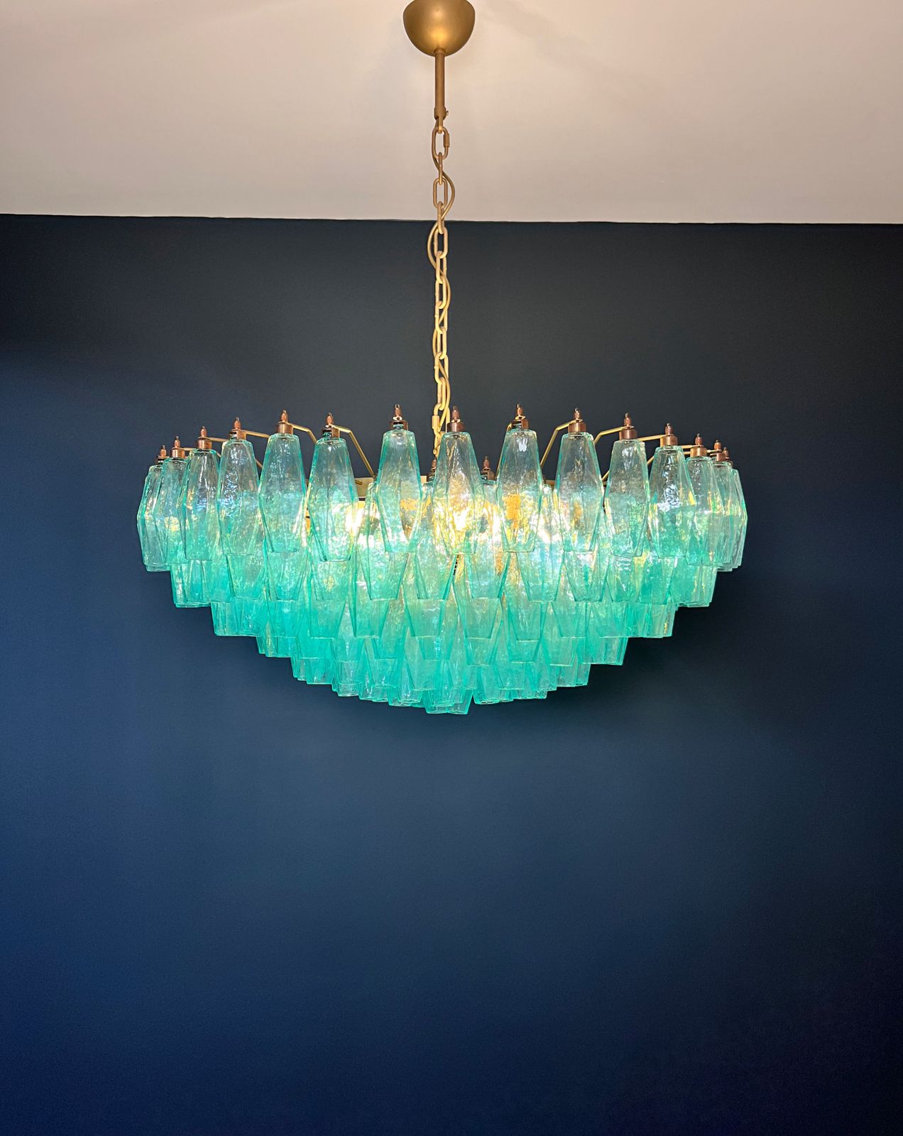 Amazing Murano Glass Candelier   185 Turquoise Poliedri photo buy