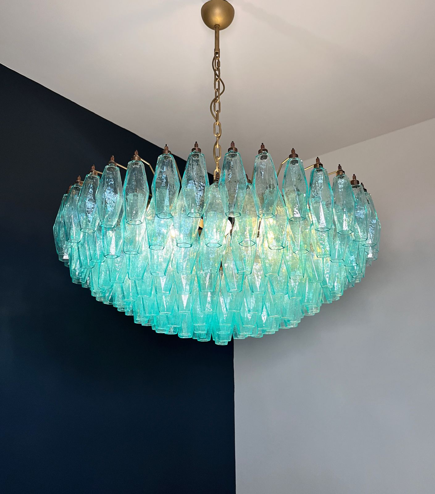 photo vinterior Amazing Murano Glass Candelier   185 Turquoise Poliedri