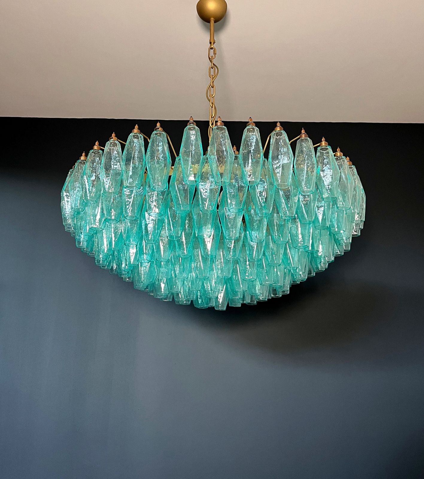 photo vintage Amazing Murano Glass Candelier   185 Turquoise Poliedri