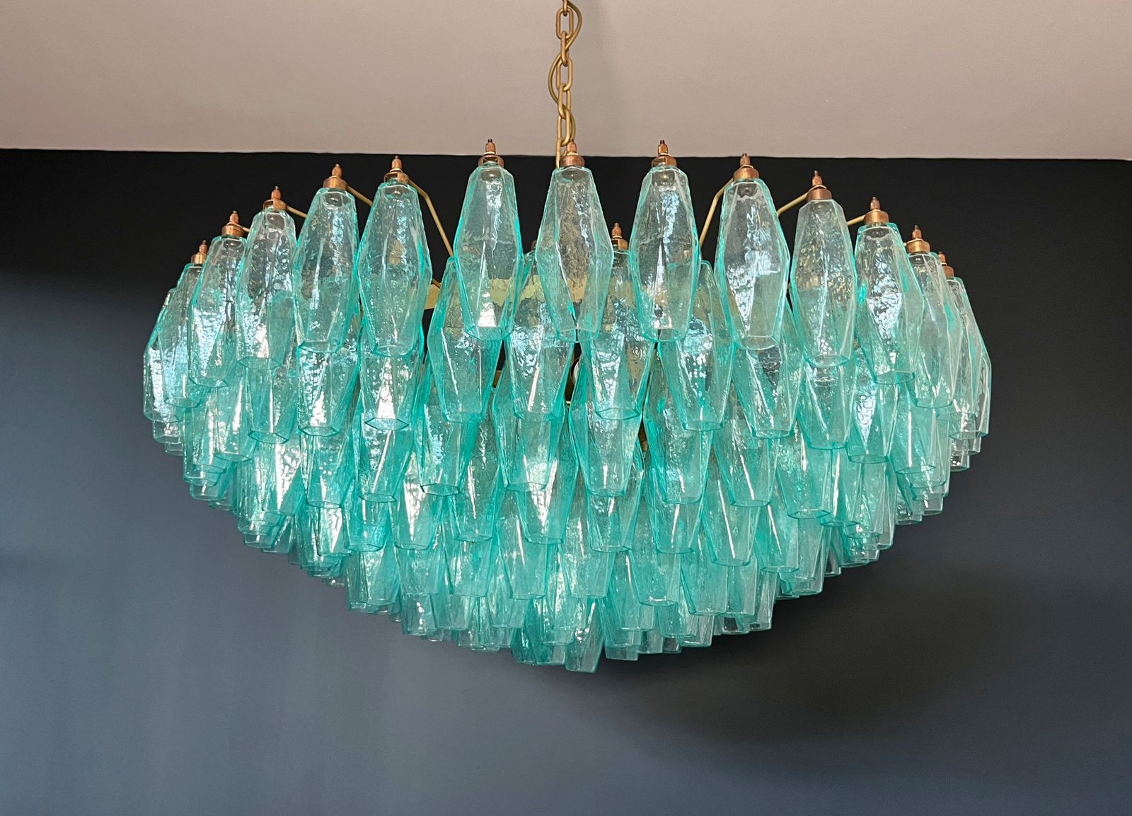 Amazing Murano Glass Candelier   185 Turquoise Poliedri