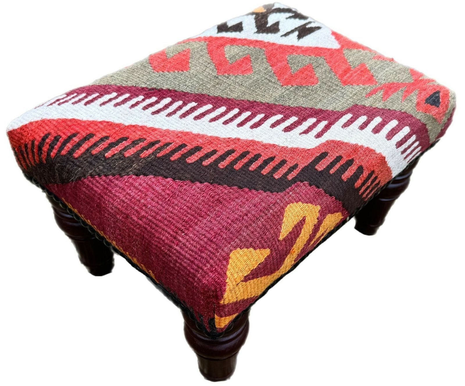 Kilim Covered Stool 0.41m X 0.32m X H0.26m