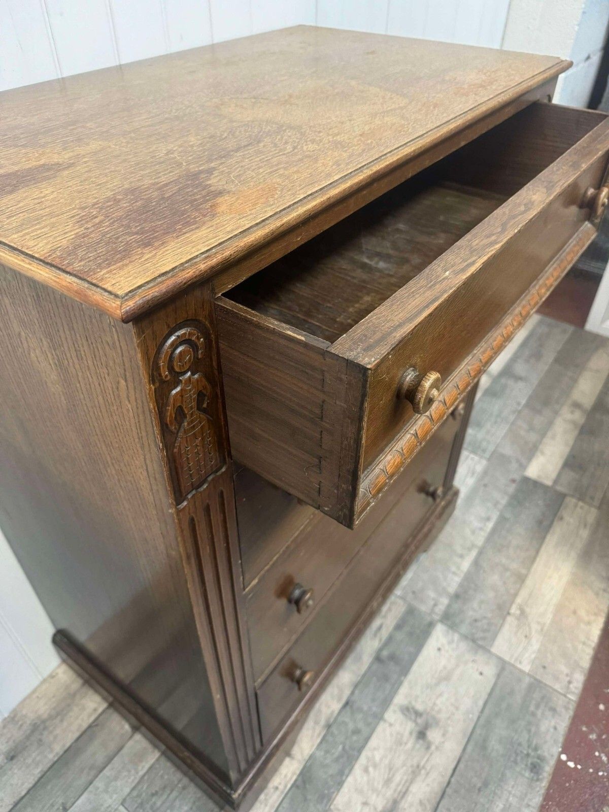 Vintage Wooden Carved Chest Of Drawers Ready To Custom Painted Using Fusion photo furniture