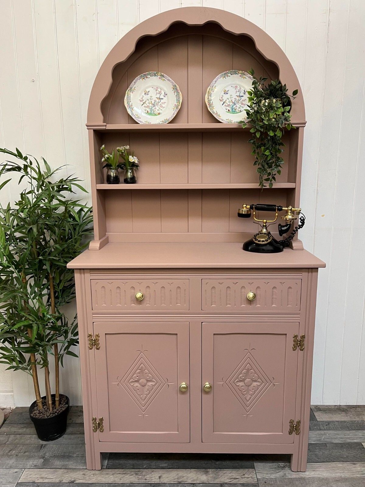 Custom Painted Small Vintage Dutch Dresser Plate Rack Storage Cupboard photo buy