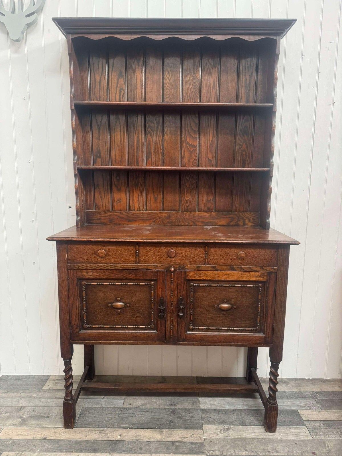 Vintage Furniture 2 Door Carved Welsh Dresser Ready To Be Upcycled