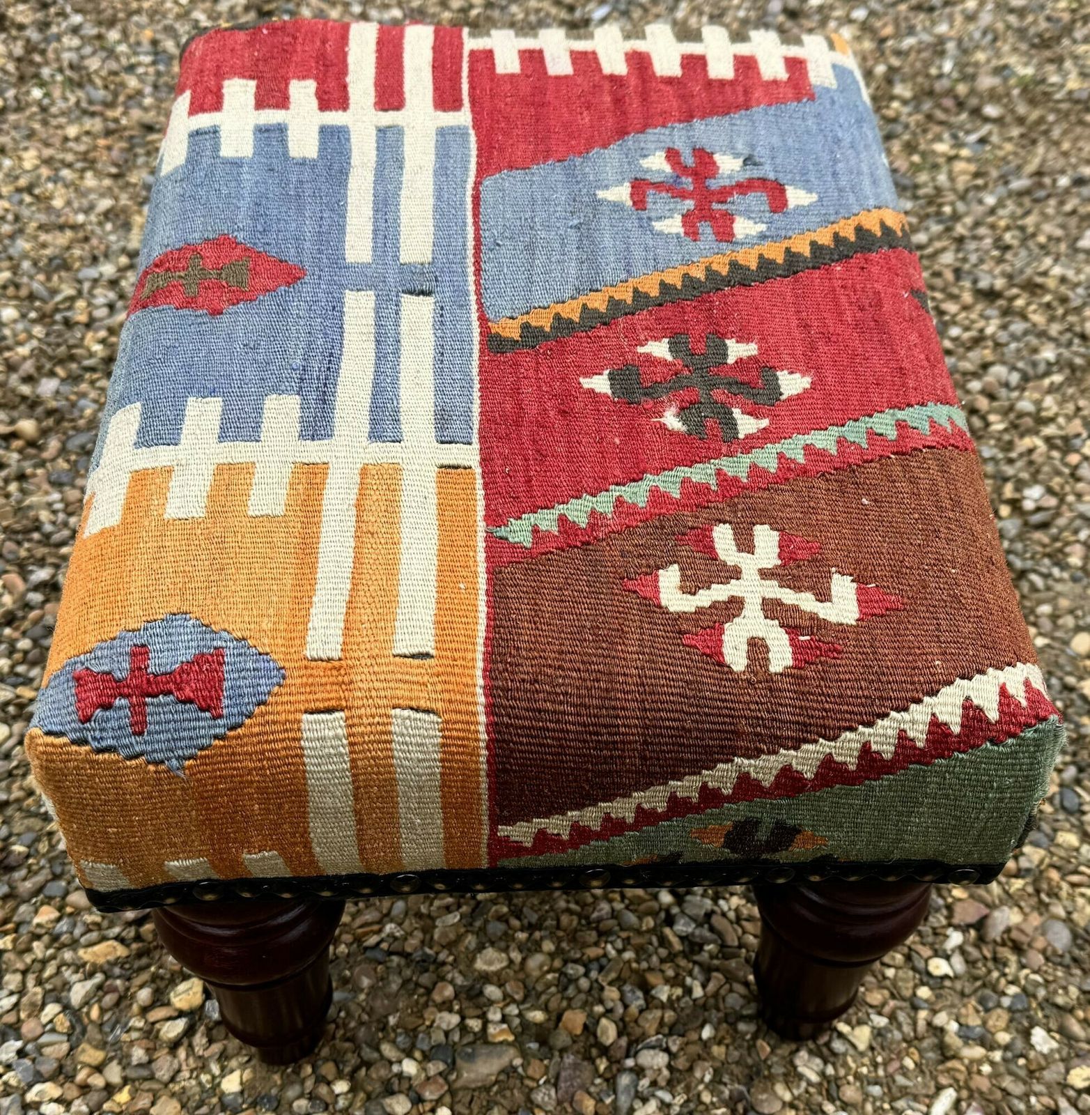 Kilim Covered Stool 0.42m X 0.32m X H0.26m photo Furniture