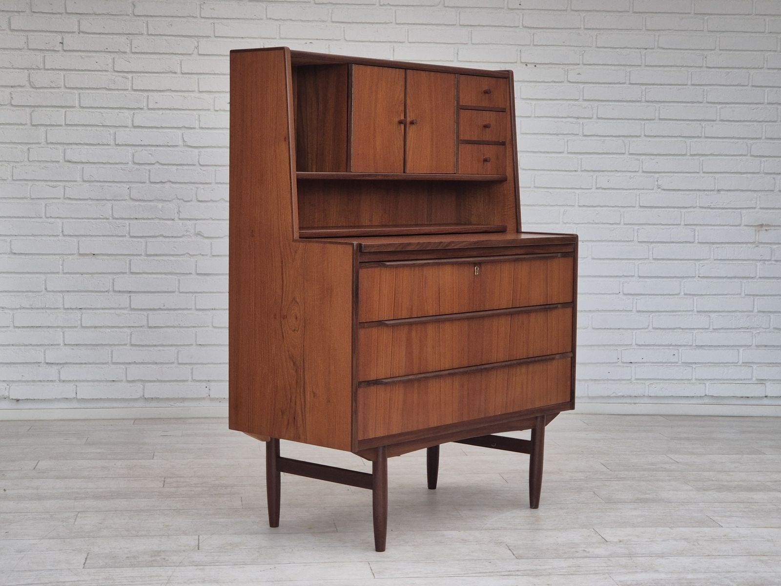 1960s, Danish Chest Of Drawers With A Mirror Inside, Original Condition, Teak Wood. photo 1290.0