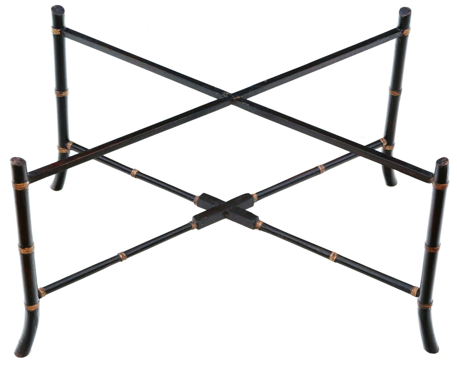 Antique Quality Victorian 19th Century Decorated Black Lacquer Coffee Table Tray On Stand photo for sale
