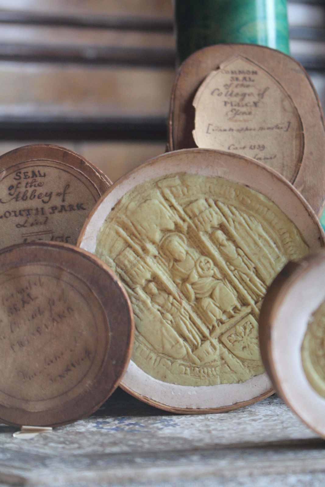 photo for sale Collection Of Late 18th Century English Wax & Plaster Abbey & College Seals