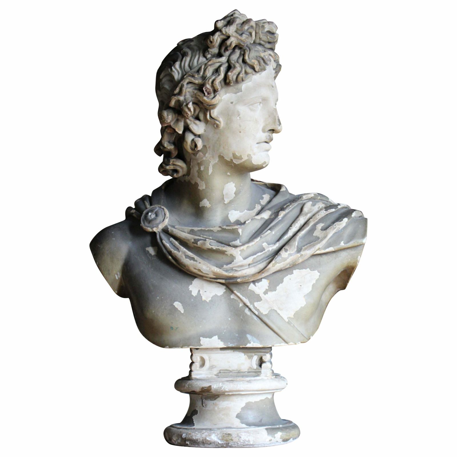 19th C Classical Plaster Bust Apollo By Louis Brugiotti London Grand Tour
