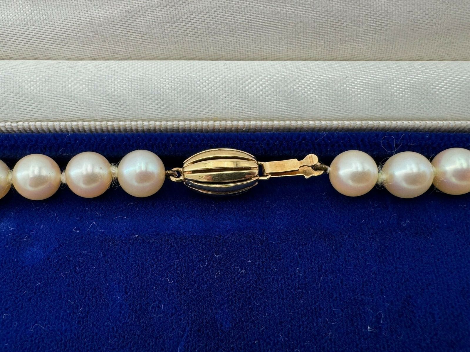photo for sale A Lovely Late 1980s Mappin And Webb Akoya Pearl Necklace With 18carat Gold Clasp In Orignal Box