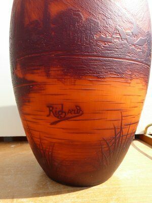 Large Glass Vase With Landscape By Richard For Loetz photo for sale