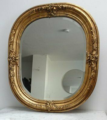 Antique French Carved And Gilded Wooden Wall Mirror, 1920s photo furniture