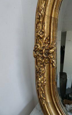 Antique French Carved And Gilded Wooden Wall Mirror, 1920s photo vintage