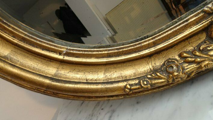 photo furniture Antique French Carved And Gilded Wooden Wall Mirror, 1920s