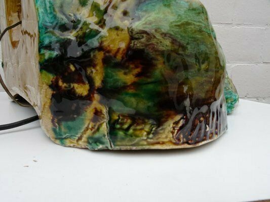 photo for sale Large Italian Or French Majolica Ceramic Wall Fountain With Lighting, 1920s 1940s