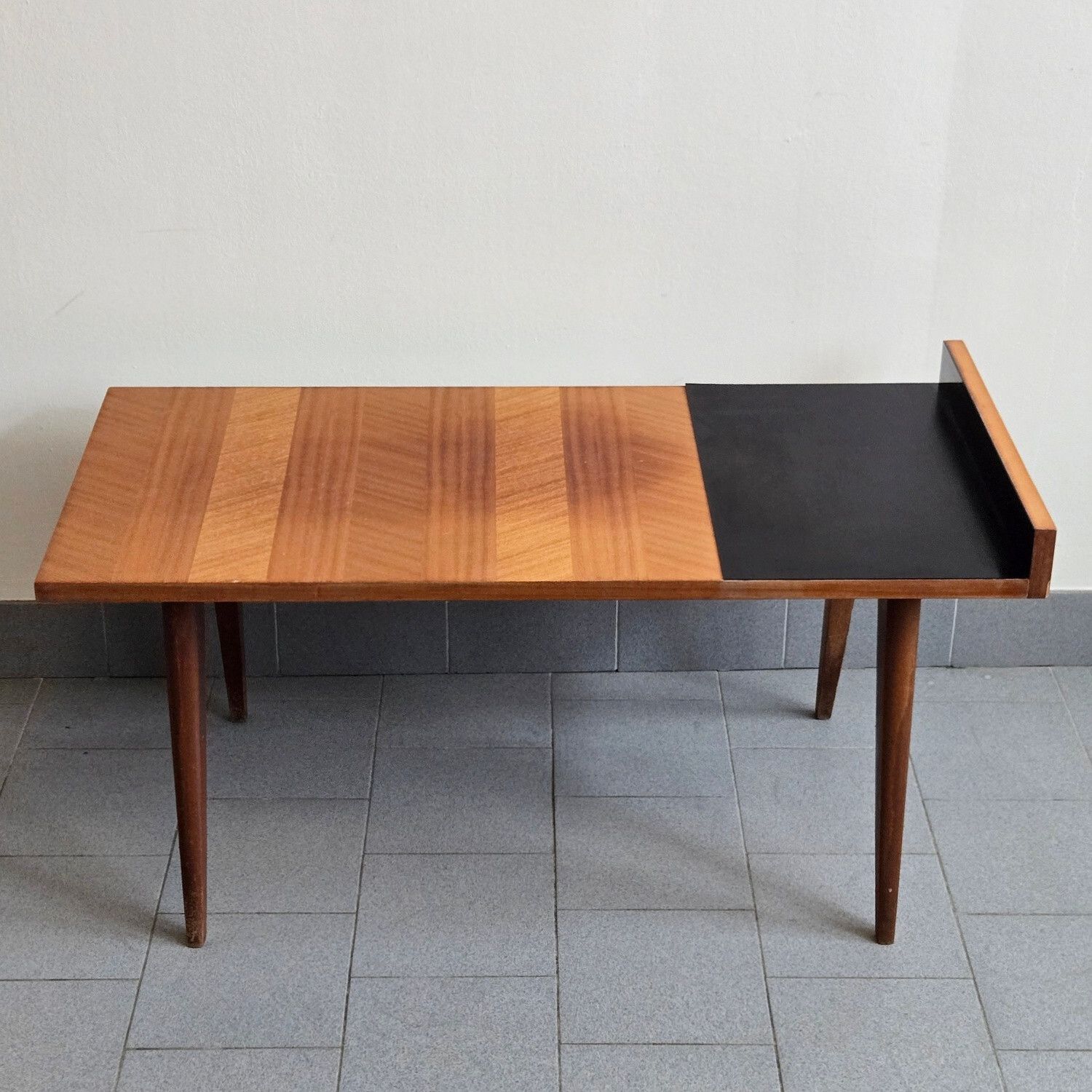 Vintage 1950s Formica Black & Mahogany Side Table 50s Dlg Andre Monpoix 1950s