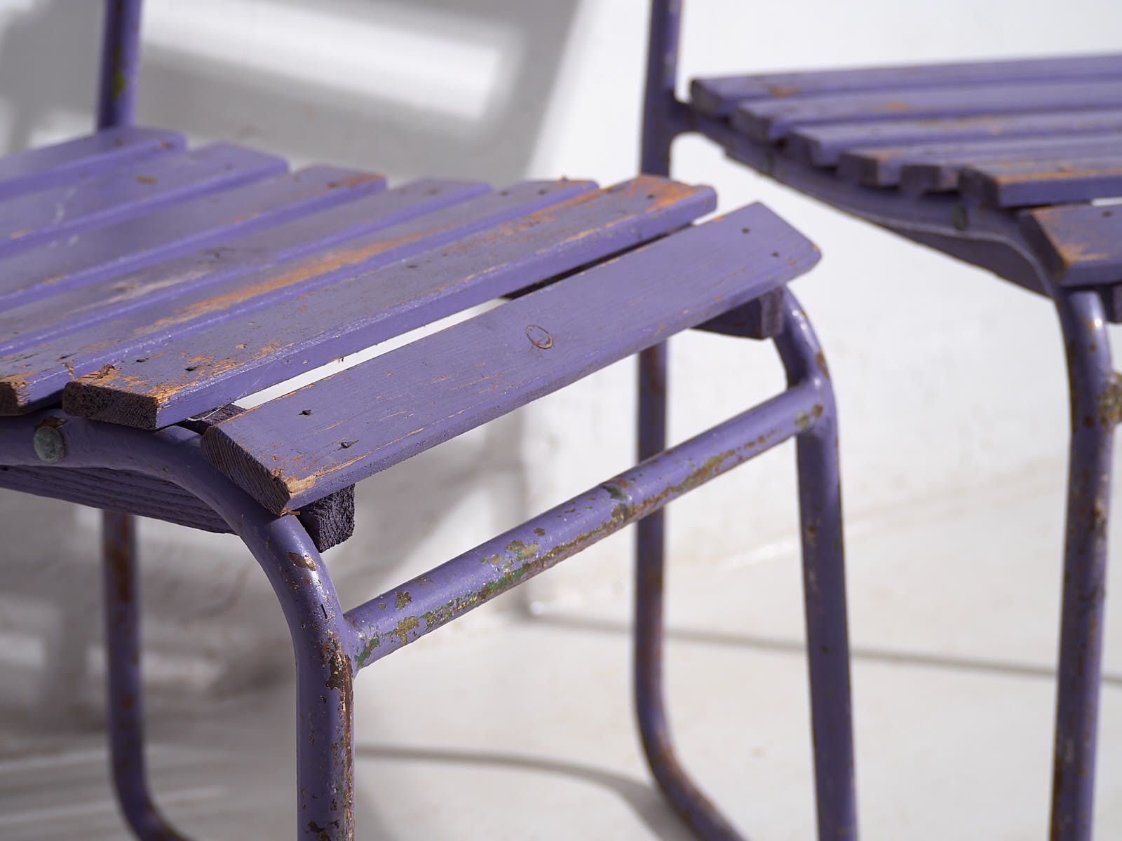 Violet Antique Patio Chairs (C.1920). Set Of 2 Pieces photo for sale