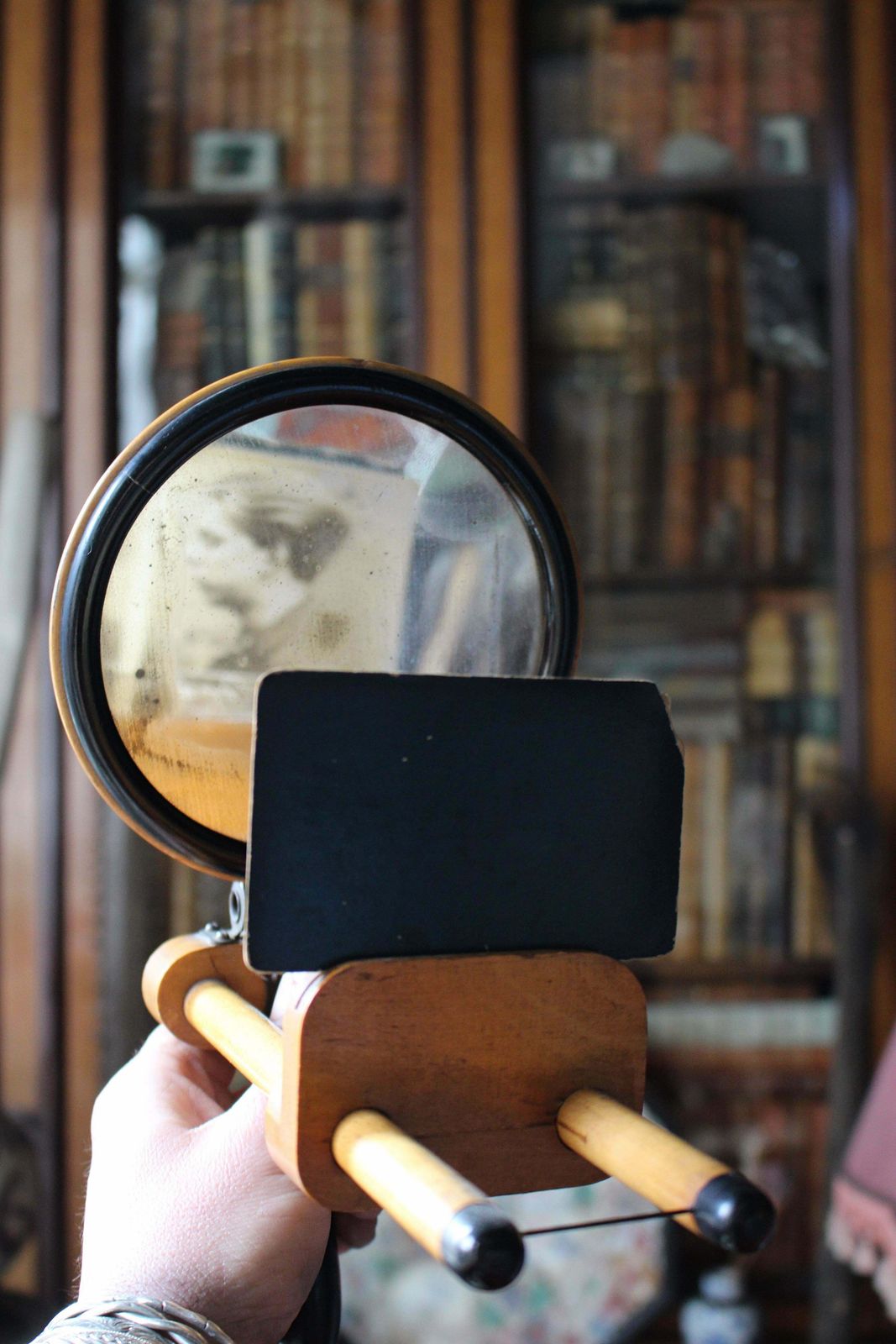 Circa 1890 French Satinwood Concave Distortion Mirror Viewer Scientific photo vinterior