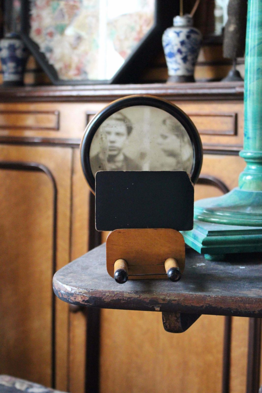 photo furniture Circa 1890 French Satinwood Concave Distortion Mirror Viewer Scientific