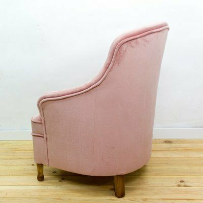 Mid Century Fabric And Wood Armchair, 1950s photo vintage