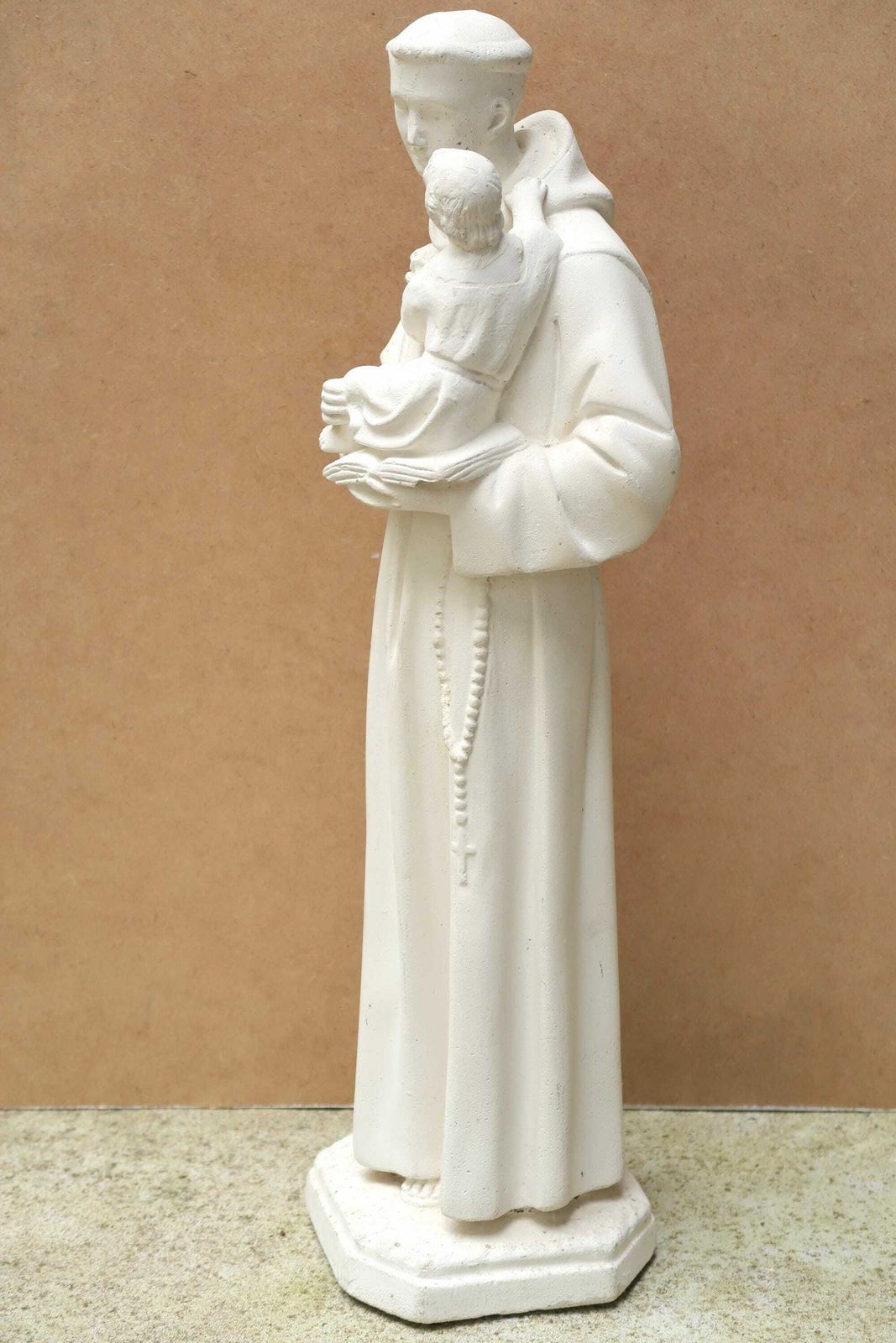 French Saint Antoine De Padoue Plaster Statue, 1950s / Shabby Chic, Cottage, France, White photo Art