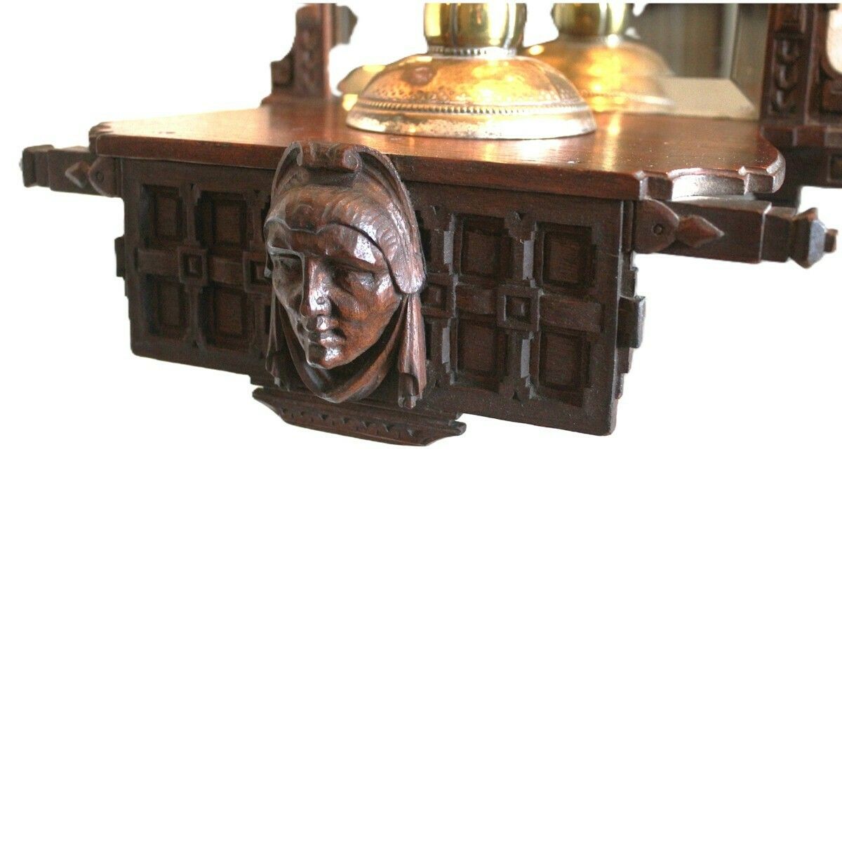 Pair Of Aesthetic Period Mahogany Mirrored Back Wall Brackets photo buy