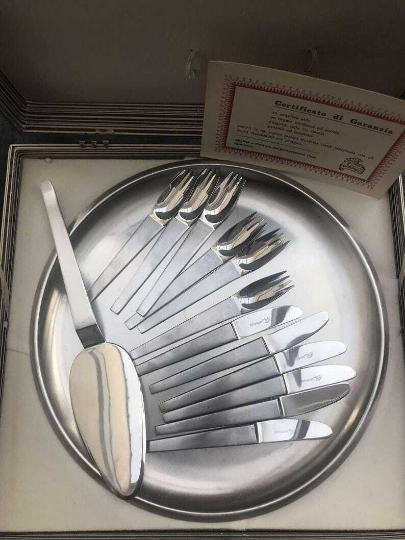 Carl Auböck Design Dessert Set Modernist Flatware Fork Knives Morinox Amboss 50s Postmodern Lunik 2060 Austrian Design Wedding Luxury Gift photo buy