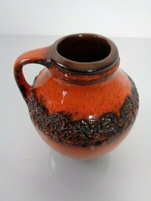 Orange & Black Lava Studio Ceramic Vase From Carstens Atelier, Germany, 1970s photo vinterior