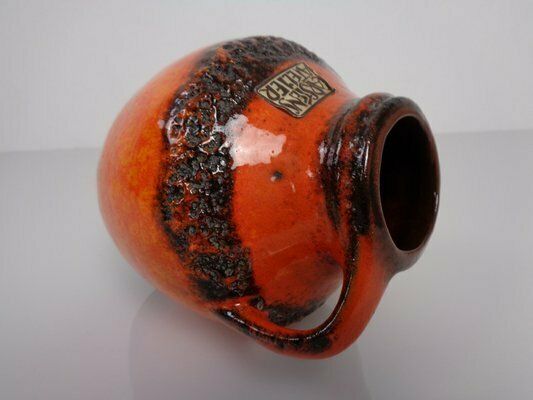 photo for sale Orange & Black Lava Studio Ceramic Vase From Carstens Atelier, Germany, 1970s