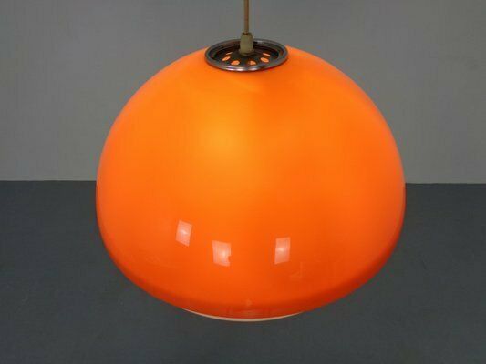 photo for sale Space Age Orange & White Ceiling Lamp, Italy, 1970s
