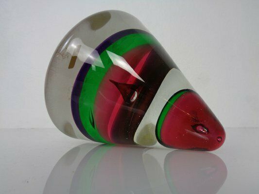 Sommerso Murano Cone Glass Paperweight, Italy, 1970s photo vinterior