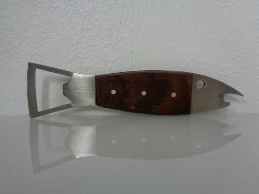 Home Decor Fish Shaped Bottle Opener In Rosewood And Stainless Steel By Carl Auböck, 1960s photo