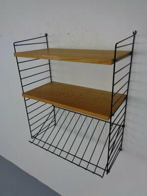 Swedish Wall Unit In Ash And Metal By Kajsa & Nils Nisse Strinning For String, 1950s photo for sale