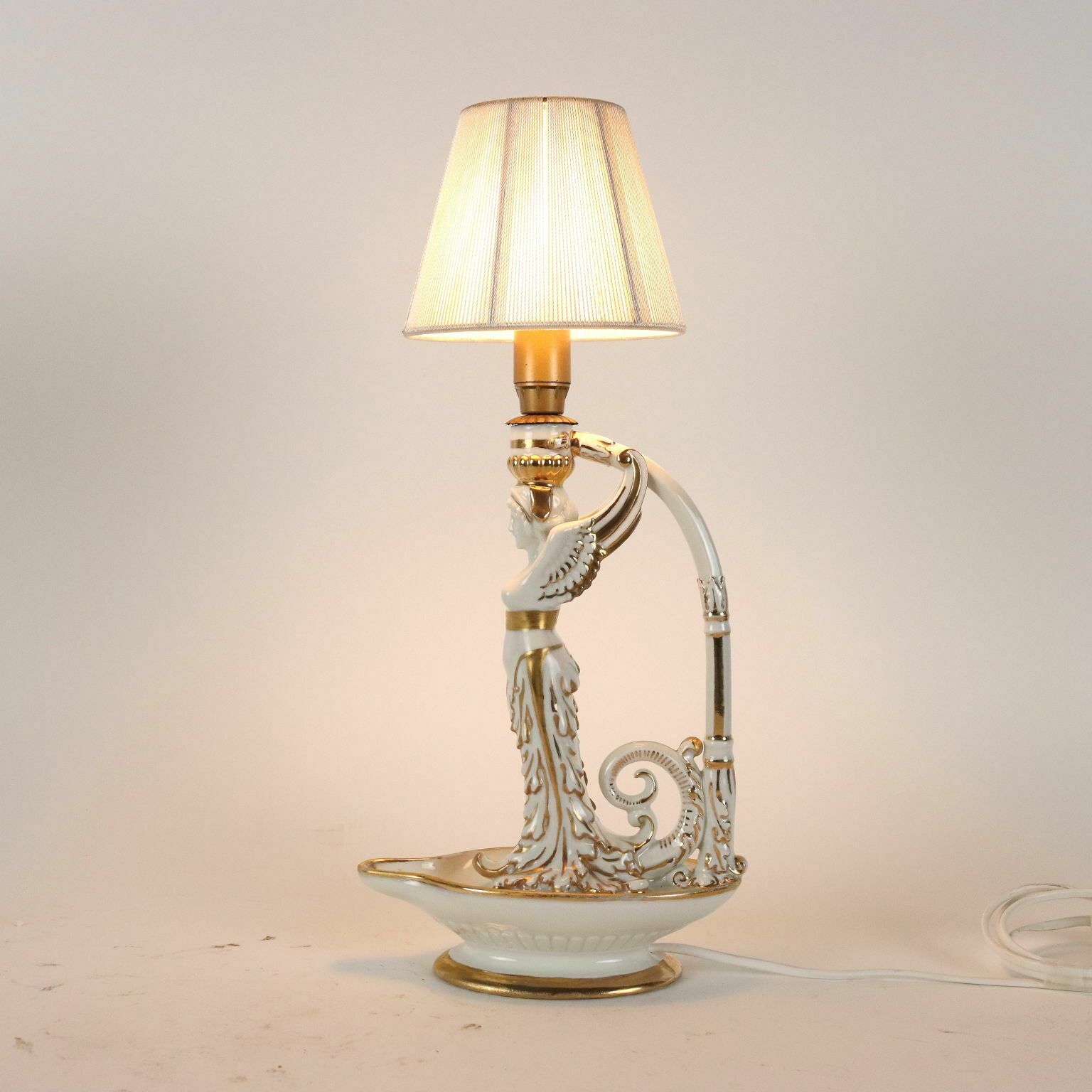 Pair Of Neoclassical Style Lamps Porcelain Italy XX Century photo for sale