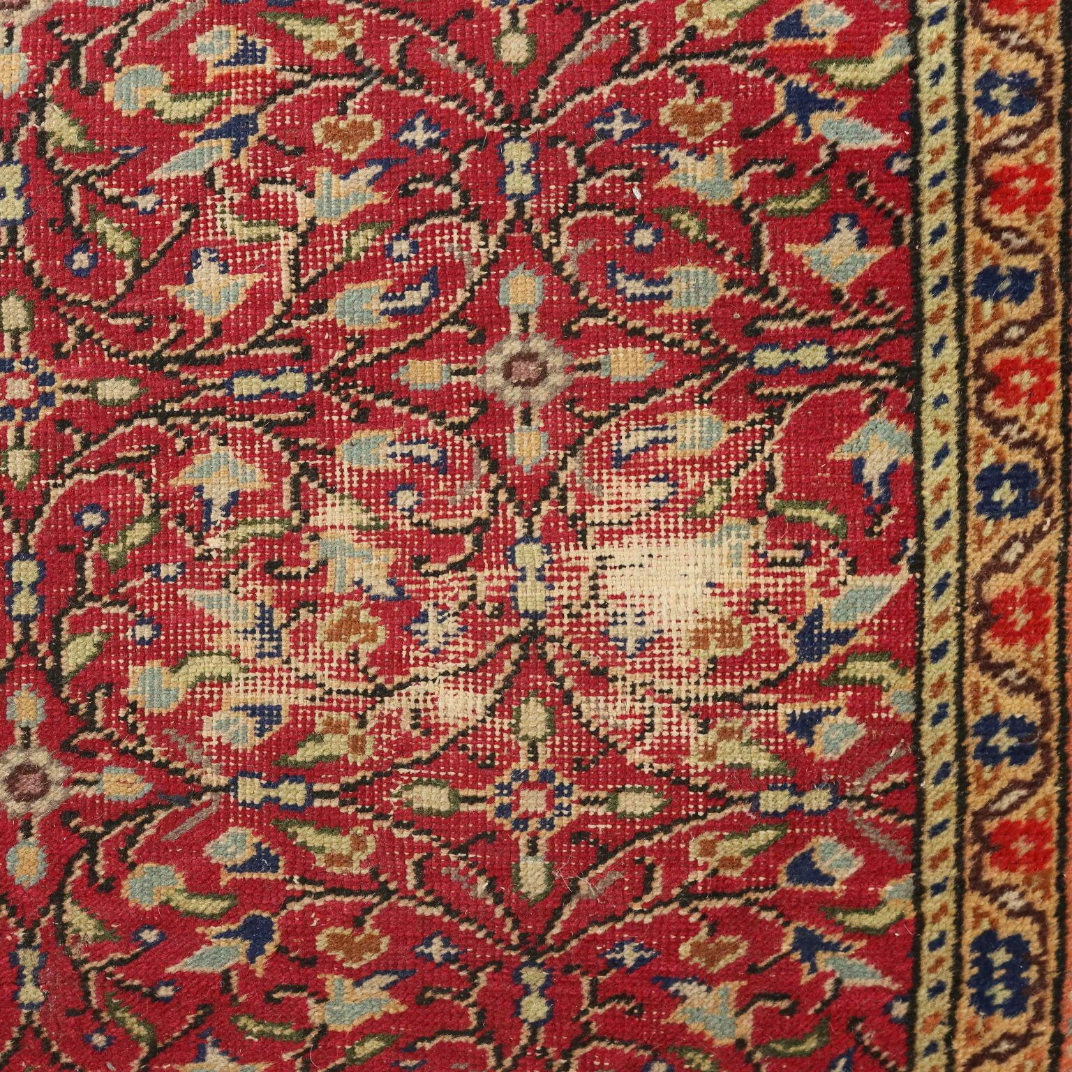 Antique Kaisery Carpet Cotton Wool Thin Knot Turkey 53 X 34 In photo Textiles