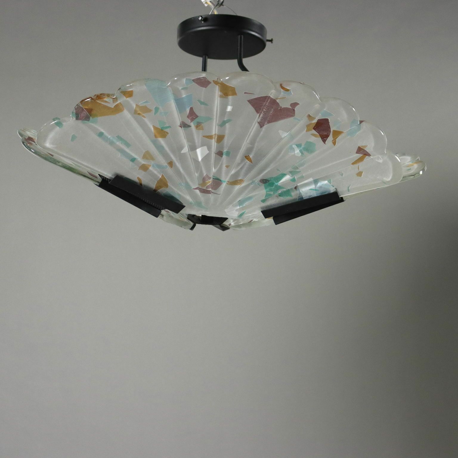Vintage Ceiling Lamp Metal Glass Italy 1990s photo vinterior