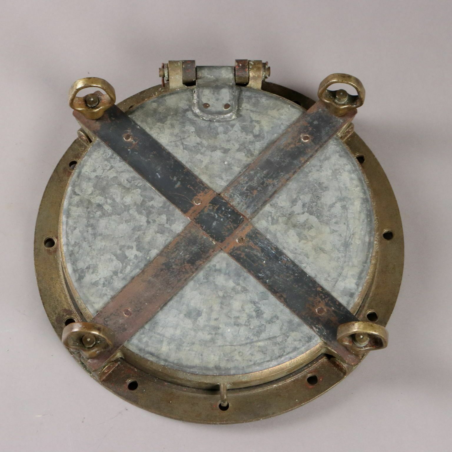 Antique Ship Porthole Iron Brass Glass Europe XX Century photo vinterior