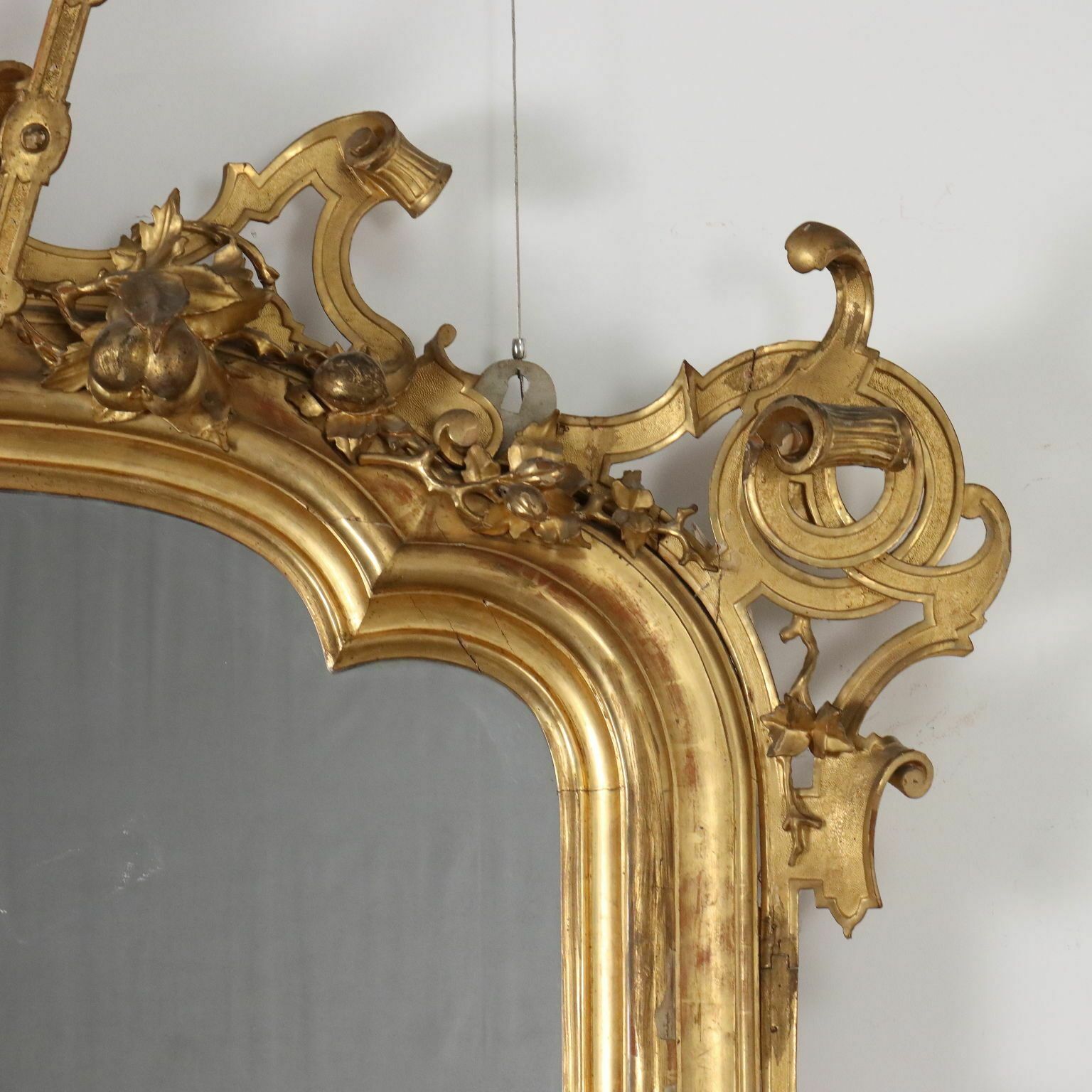 Antique Mirror Umbertino Swiss Pine Italy XIX Century photo vintage