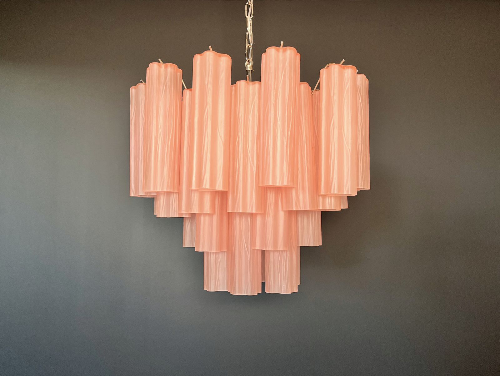 Fantastic Murano Glass Tube Chandelier   36 Pink Etched Glass Tube photo Lighting