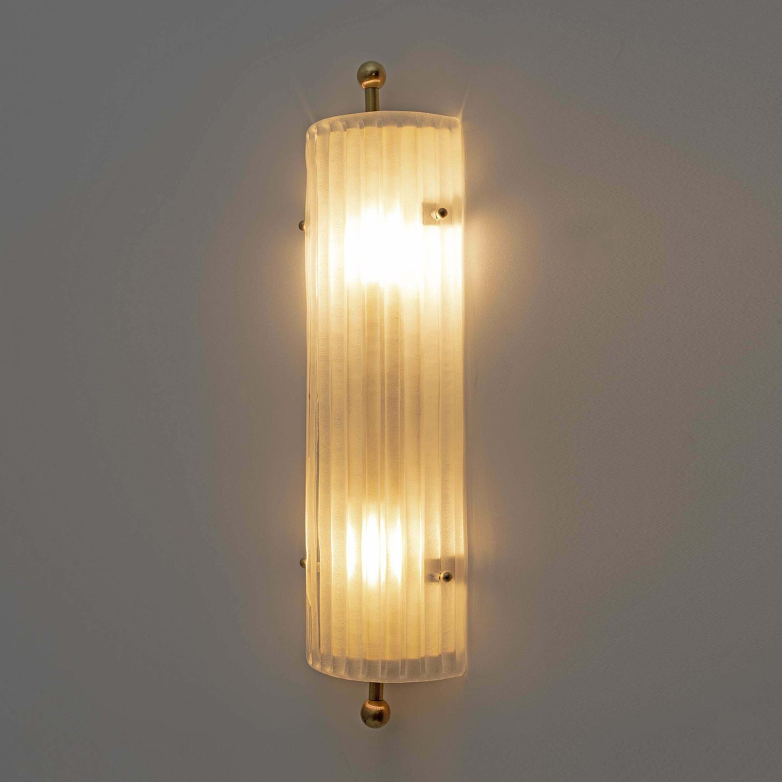 Pair Of Art Dèco Style Italian Murano Glass And Brass Sconces photo for sale