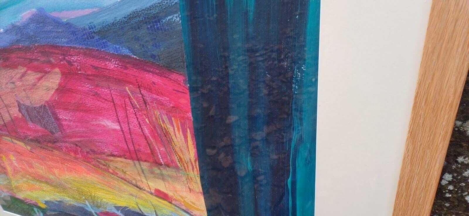 Huge Framed Vintage Original Acrylic Mixed Media Abstract Painting By Dorothea Huntrods, Signed photo Art