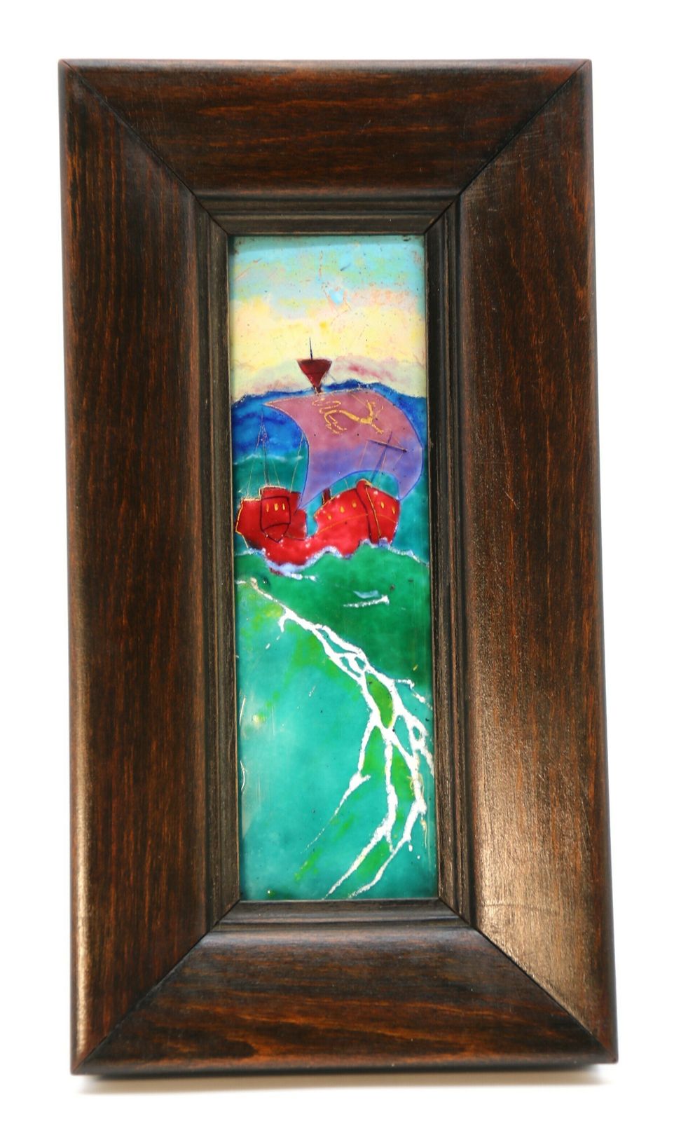 Antique Limoges Enamelled On Copper Arts And Crafts Framed Plaque, French Circa 1910 photo Art
