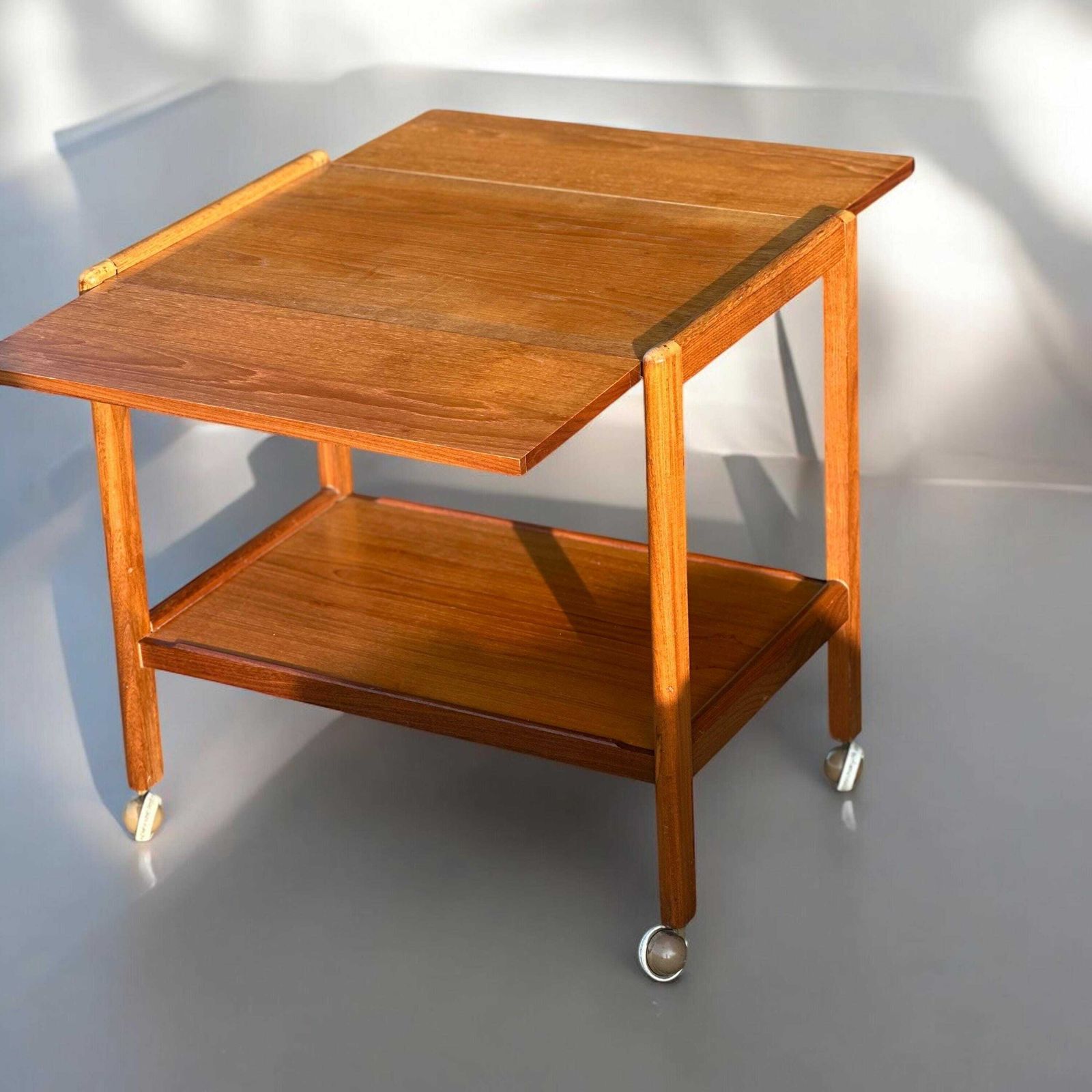 Teak Mid Century Modern Drop Leaf Bar / Drinks Cart Scandinavian Danish Gplan photo Furniture