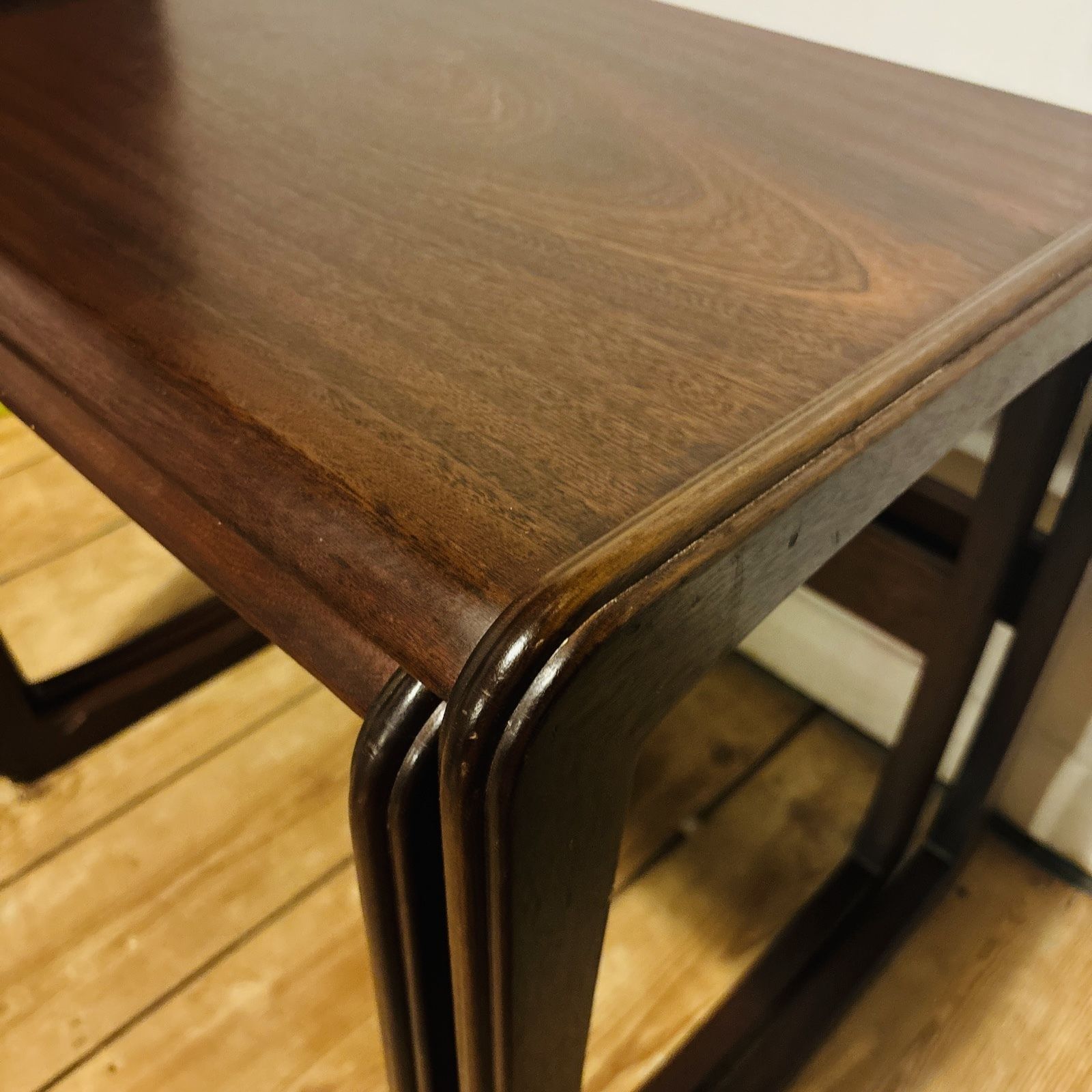 Set Of 2 Vintage Nest Of Tables Mid Century Solid Wood Mahogany Mcm photo vinterior