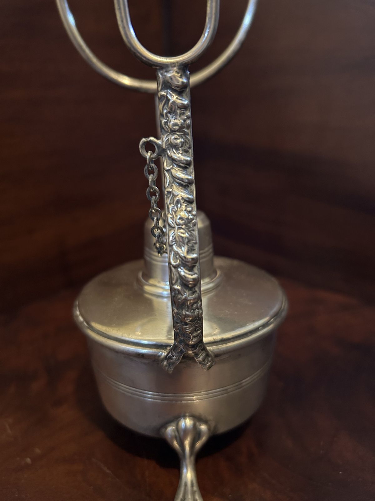 1950s P.H. Vogel And Co Silver Plated Brandy Warmer And Glass Stand photo furniture
