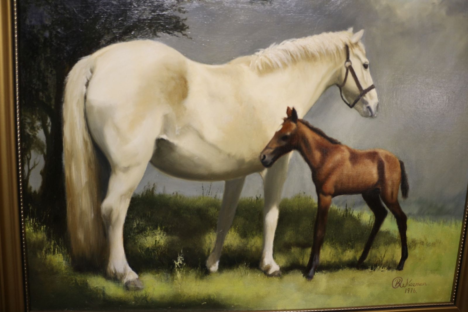 Mother And Foal, Oil Painting photo for sale