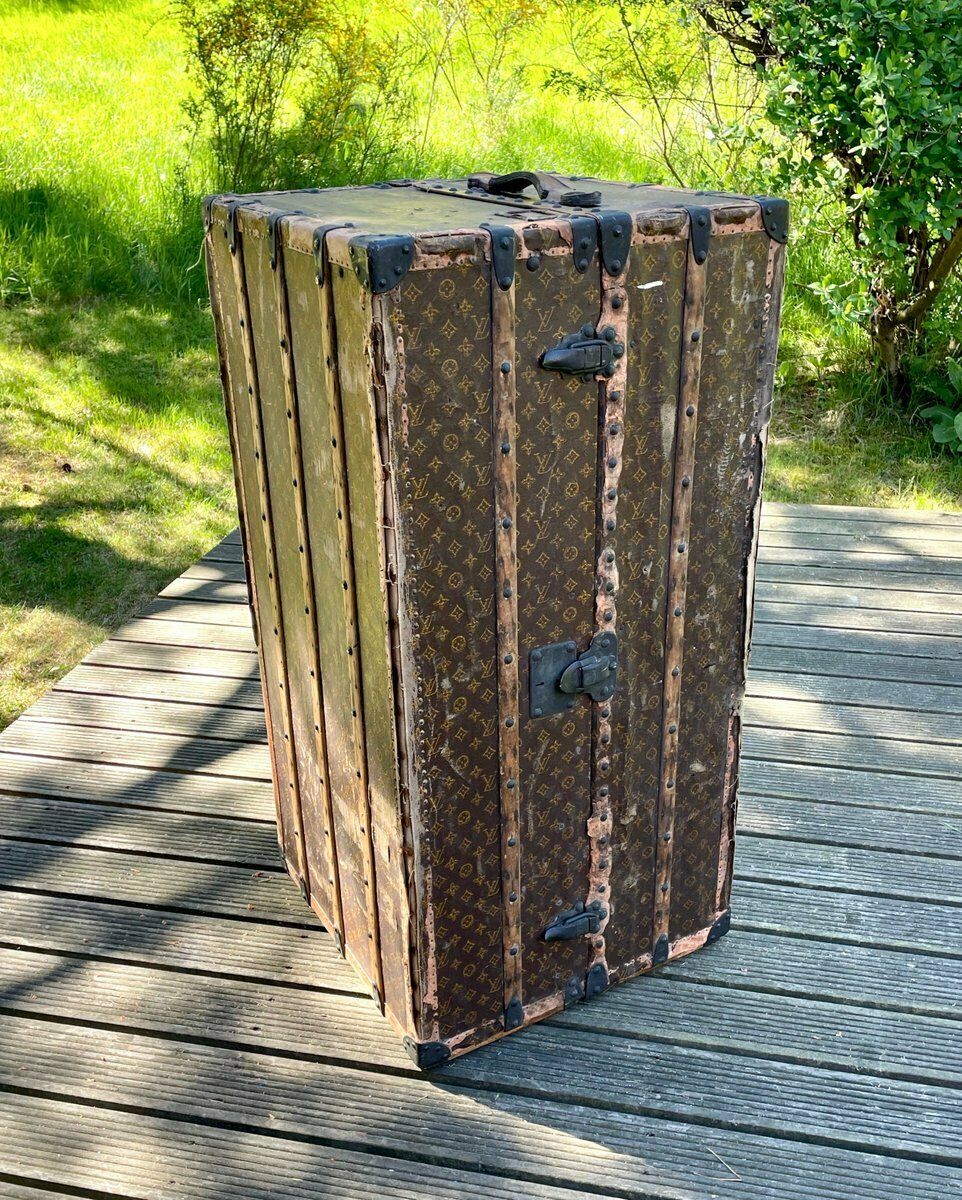Furniture Antique Trunk In Lv Monogram Canvas From Louis Vuitton, France, 1924 photo